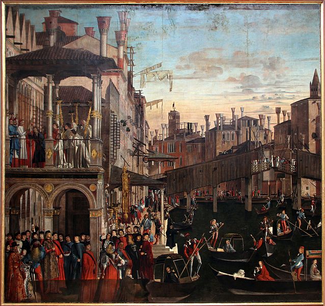 Venice Accademia_-_Miracle_of_the_Holy_Cross_at_Rialto_by_Vittore_Carpaccio - fonte Wikipedia.jpg